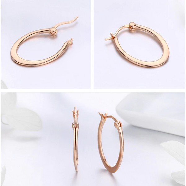 BAMOER σκουλαρίκια κρίκοι SCE478, ασήμι 925, ροζ χρυσό BAMOER σκουλαρίκια κρίκοι SCE478, ασήμι 925, ροζ χρυσό