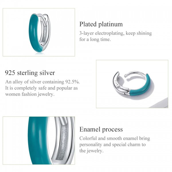 BAMOER σκουλαρίκι κρίκος BSE488, μονό, ασήμι 925, μπλε