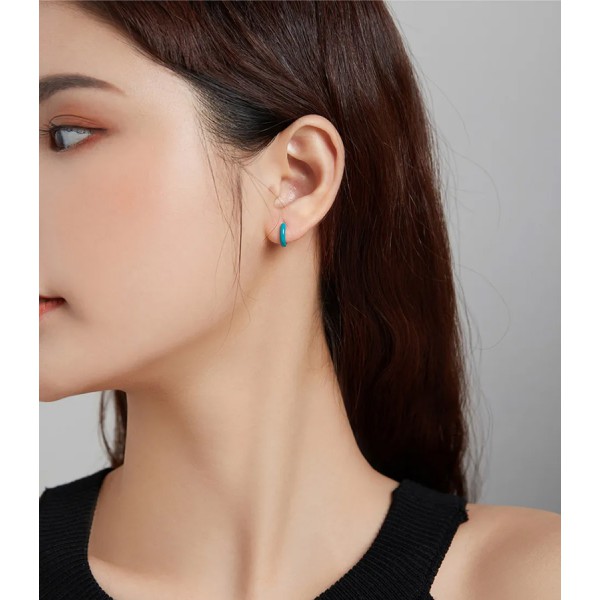 BAMOER σκουλαρίκι κρίκος BSE488, μονό, ασήμι 925, μπλε