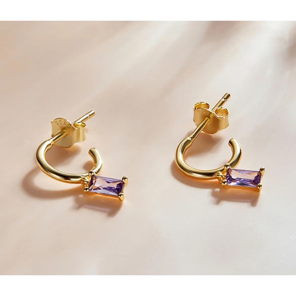 BAMOER σκουλαρίκια κρίκος SCE1242 με κυβική ζιρκόνια, ασήμι 925, χρυσό