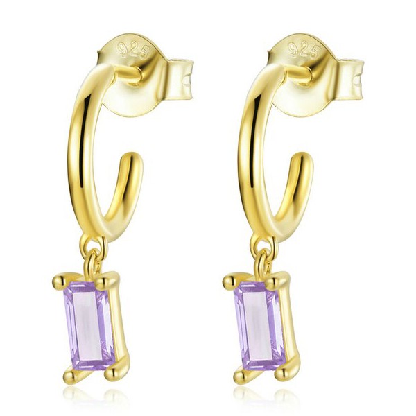 BAMOER σκουλαρίκια κρίκος SCE1242 με κυβική ζιρκόνια, ασήμι 925, χρυσό