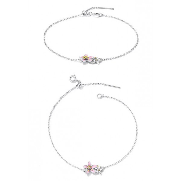 BAMOER βραχιόλι με λουλούδι SCB232, ασήμι 925, ασημί BAMOER βραχιόλι με λουλούδι SCB232, ασήμι 925, ασημί