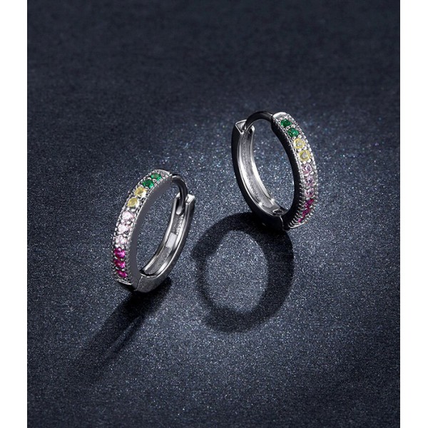 BAMOER σκουλαρίκια κρίκοι BSE459, κυβική ζιρκόνια, ασήμι 925, ασημί BAMOER σκουλαρίκια κρίκοι BSE459, κυβική ζιρκόνια, ασήμι 925, ασημί