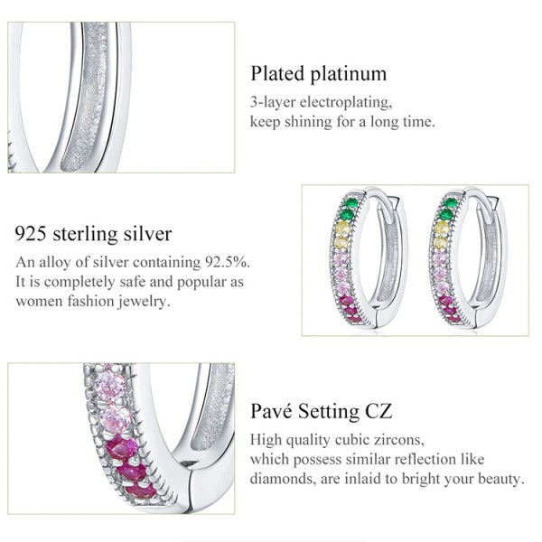 BAMOER σκουλαρίκια κρίκοι BSE459, κυβική ζιρκόνια, ασήμι 925, ασημί BAMOER σκουλαρίκια κρίκοι BSE459, κυβική ζιρκόνια, ασήμι 925, ασημί