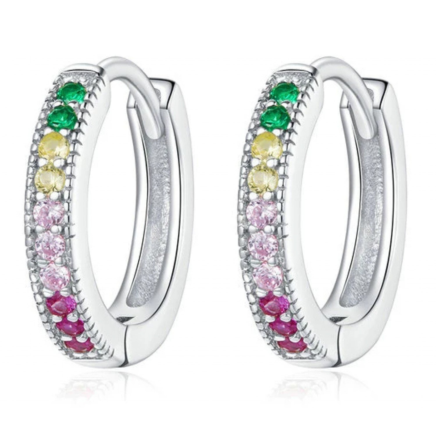 BAMOER σκουλαρίκια κρίκοι BSE459, κυβική ζιρκόνια, ασήμι 925, ασημί BAMOER σκουλαρίκια κρίκοι BSE459, κυβική ζιρκόνια, ασήμι 925, ασημί