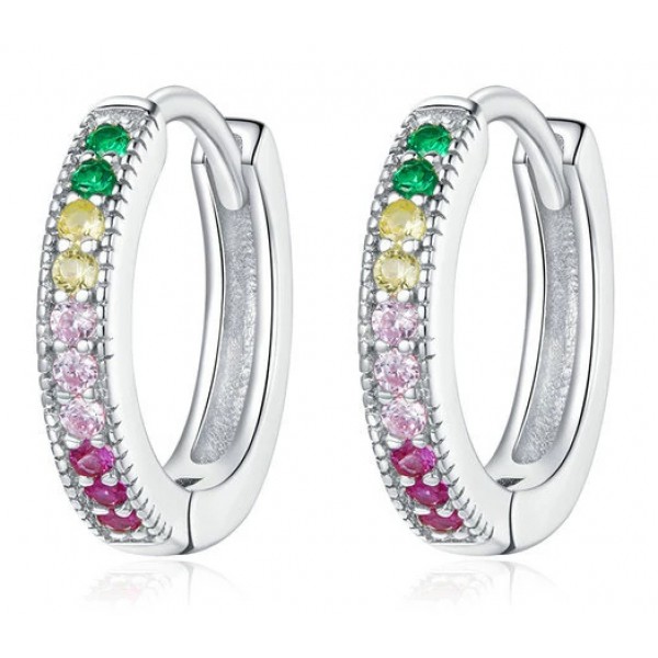 BAMOER σκουλαρίκια κρίκοι BSE459, κυβική ζιρκόνια, ασήμι 925, ασημί BAMOER σκουλαρίκια κρίκοι BSE459, κυβική ζιρκόνια, ασήμι 925, ασημί