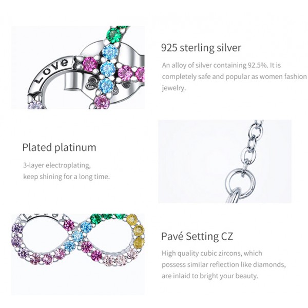 BAMOER κολιέ άπειρο SCN402 με κυβική ζιρκόνια, ασήμι 925, ασημί BAMOER κολιέ άπειρο SCN402 με κυβική ζιρκόνια, ασήμι 925, ασημί