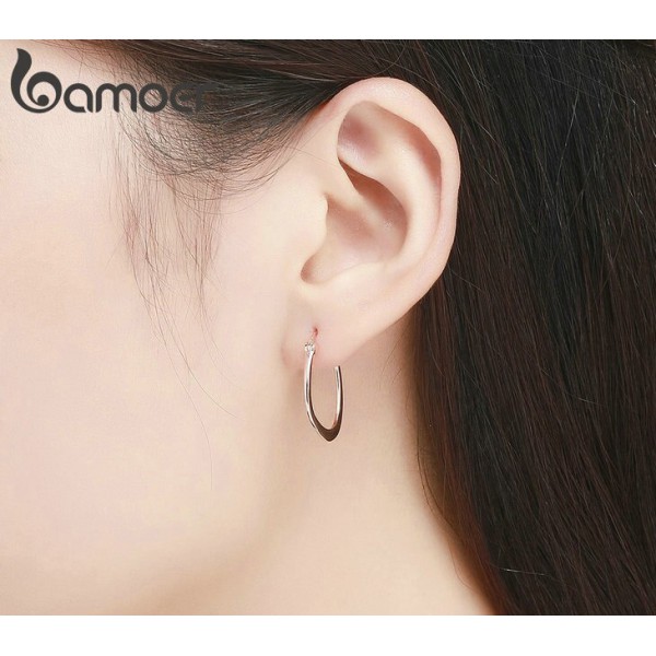 BAMOER σκουλαρίκια κρίκοι SCE478, ασήμι 925, ροζ χρυσό BAMOER σκουλαρίκια κρίκοι SCE478, ασήμι 925, ροζ χρυσό
