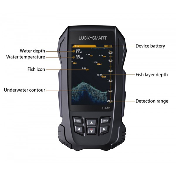 LUCKY ανιχνευτής ψαριών & βυθόμετρο LH-1B, ασύρματο, οθόνη 3.5", 100m LUCKY ανιχνευτής ψαριών & βυθόμετρο LH-1B, ασύρματο, οθόνη 3.5", 100m