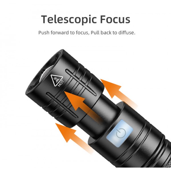 SUPFIRE φορητός φακός GT75 με zoom, 20W, 920lm, 4000mAh, έως 190m SUPFIRE φορητός φακός GT75 με zoom, 20W, 920lm, 4000mAh, έως 190m