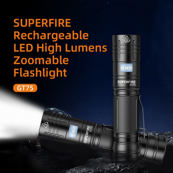 SUPFIRE φορητός φακός GT75 με zoom, 20W, 920lm, 4000mAh, έως 190m SUPFIRE φορητός φακός GT75 με zoom, 20W, 920lm, 4000mAh, έως 190m