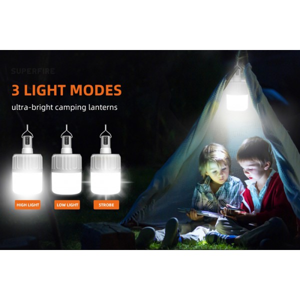 SUPFIRE φορητό φωτιστικό T26, 18W, 500lm, 3600mAh, Φ99mm, IP42