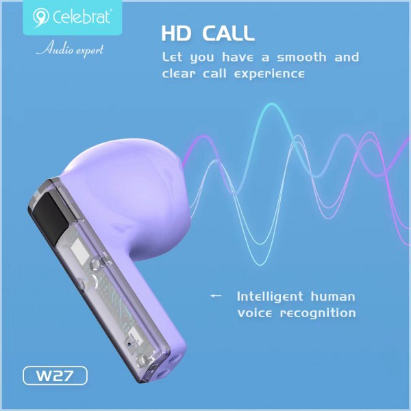 CELEBRAT earphones με θήκη φόρτισης TWS-W27, True Wireless, μπλε