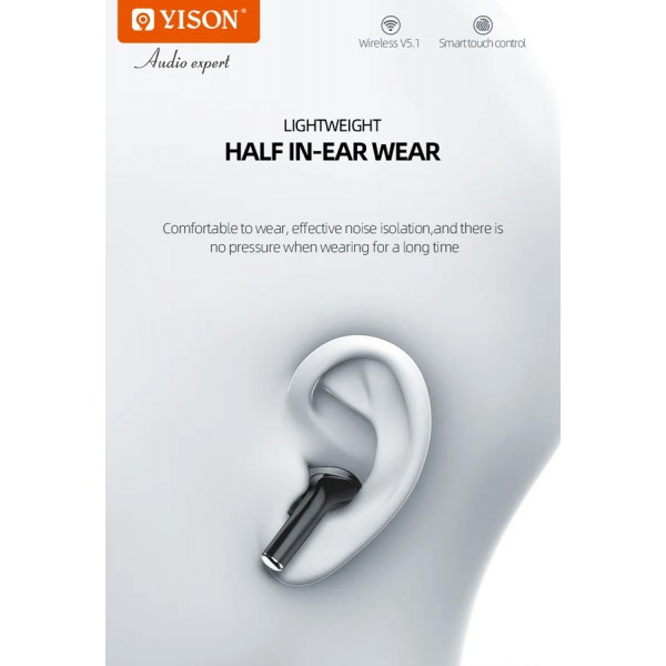 YISON earphones με θήκη φόρτισης TWS-T6, True Wireless, μαύρα YISON earphones με θήκη φόρτισης TWS-T6, True Wireless, μαύρα