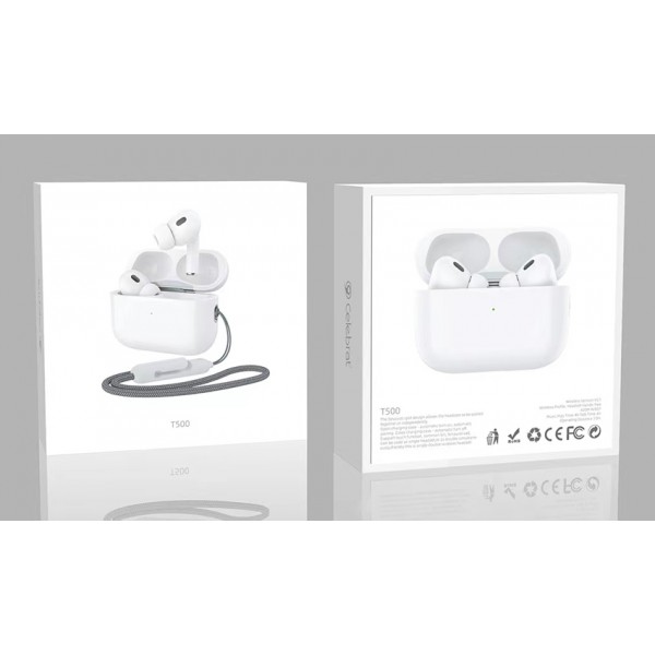 CELEBRAT earphones με θήκη φόρτισης T500, True Wireless, λευκά CELEBRAT earphones με θήκη φόρτισης T500, True Wireless, λευκά