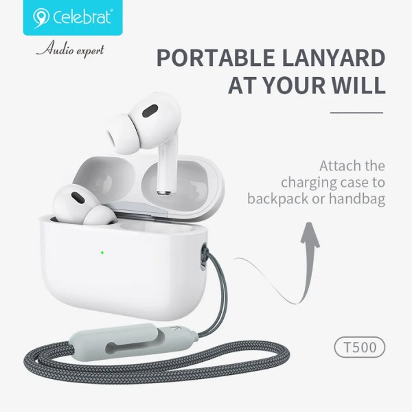 CELEBRAT earphones με θήκη φόρτισης T500, True Wireless, λευκά CELEBRAT earphones με θήκη φόρτισης T500, True Wireless, λευκά