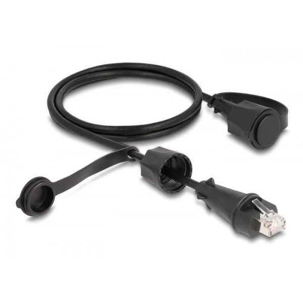 DELOCK καλώδιο δικτύου 80166, CAT 6 STP, με καπάκι, IP68, 1m, μαύρο DELOCK καλώδιο δικτύου 80166, CAT 6 STP, με καπάκι, IP68, 1m, μαύρο