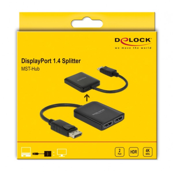 DELOCK splitter DisplayPort σε 2x DisplayPort 87768, Dual Mode, MST, 4K