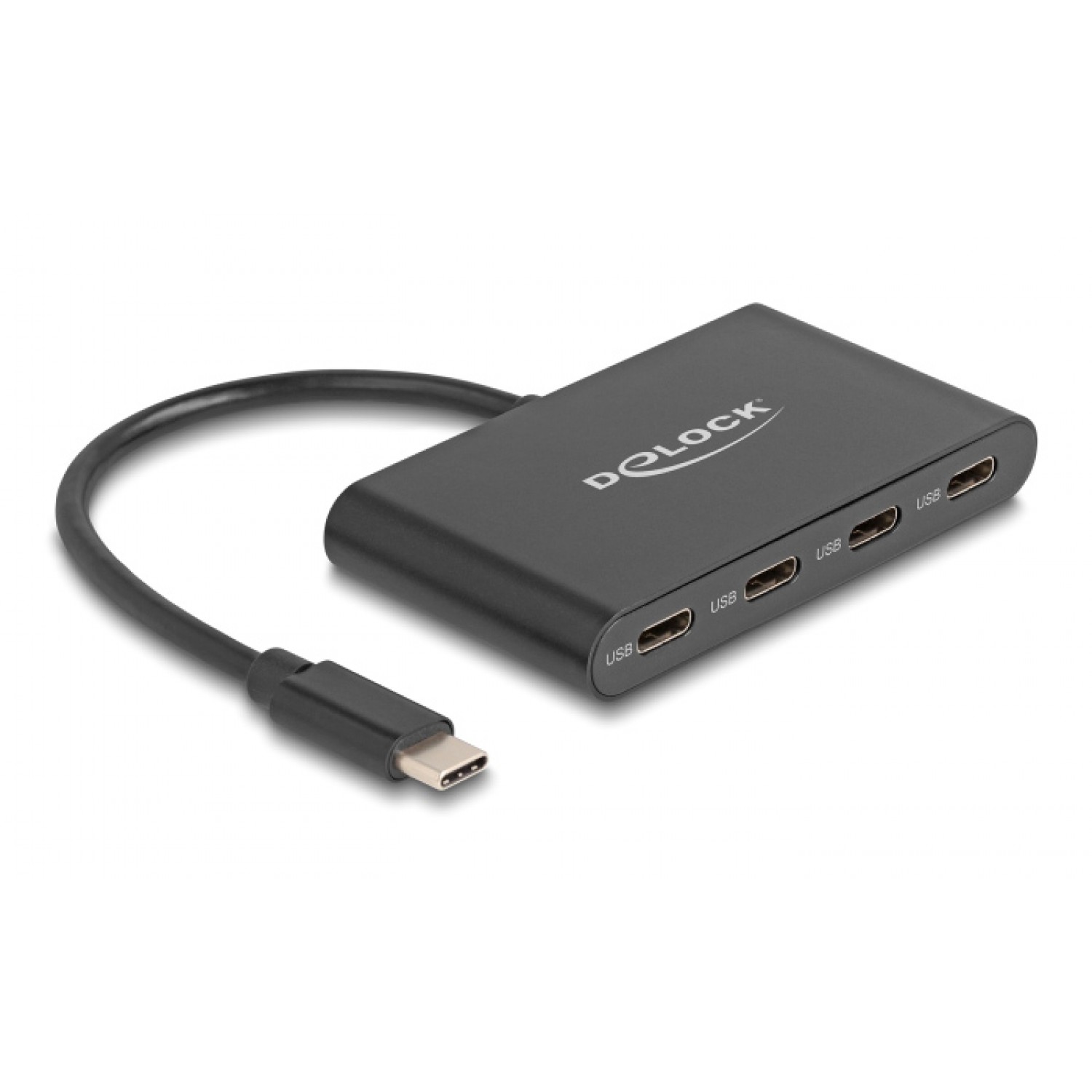 DELOCK USB-C hub 64129, 4x USB-C θύρες, 10 Gbps, 10 watt, γκρι