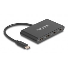 DELOCK USB-C hub 64129, 4x USB-C θύρες, 10 Gbps, 10 watt, γκρι