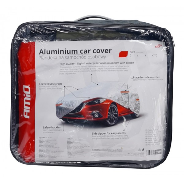 AMIO κουκούλα αυτοκινήτου 01111 με φερμουάρ, 480x180x120cm, ασημί AMIO κουκούλα αυτοκινήτου 01111 με φερμουάρ, 480x180x120cm, ασημί