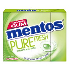 MENTOS τσίχλες pure fresh με γεύση λάιμ-μέντα, χωρίς ζάχαρη, 20τμχ