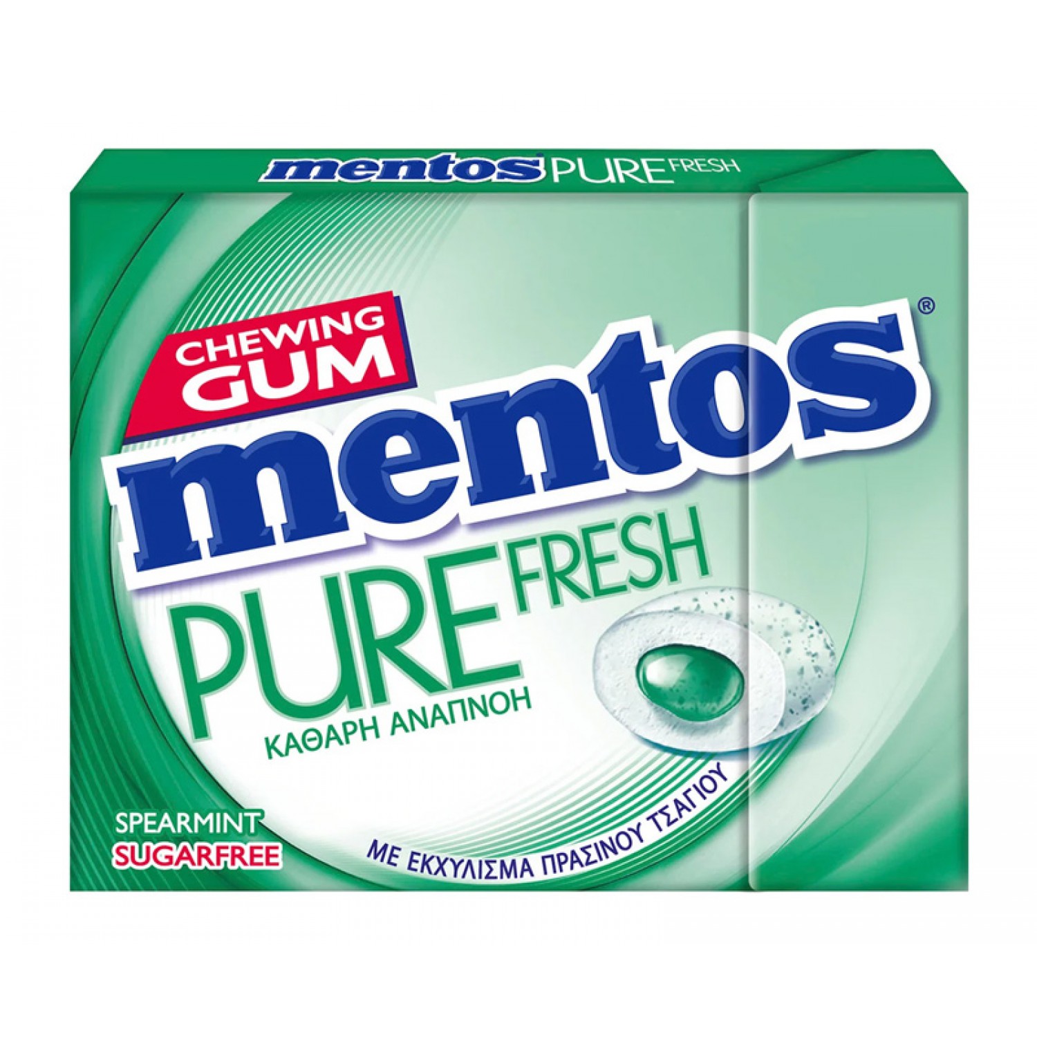MENTOS τσίχλες pure fresh με γεύση δυόσμο, χωρίς ζάχαρη, 20τμχ