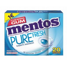 MENTOS τσίχλες pure fresh με γεύση μέντα, χωρίς ζάχαρη, 20τμχ