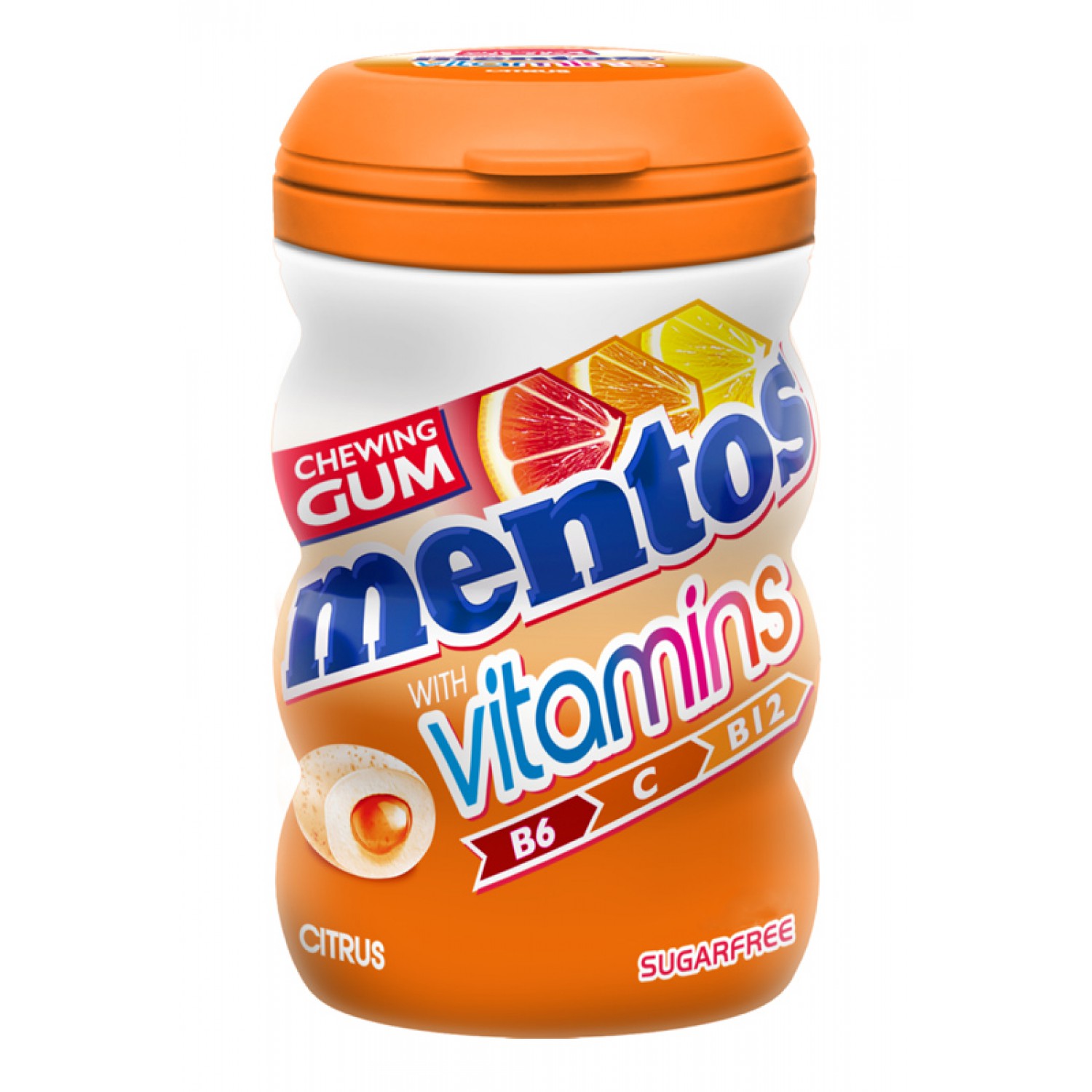 MENTOS τσίχλες vitamins με γεύση εσπεριδοειδών, χωρίς ζάχαρη, 18g