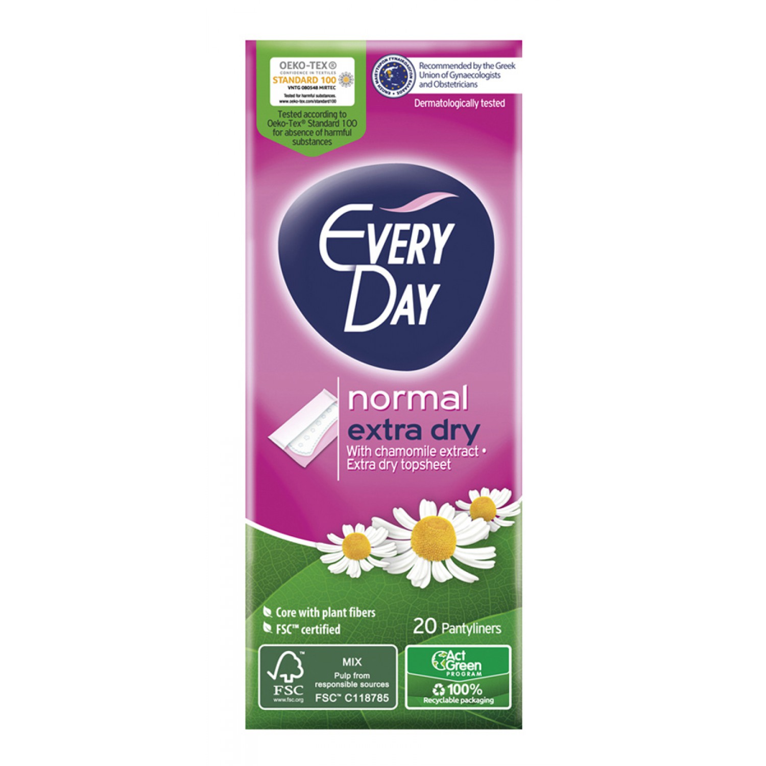EVERY DAY σερβιετάκια normal extra dry με εκχύλισμα χαμομηλιού, 20τμχ