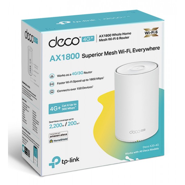 TP-LINK Whole Home Mesh WiFi 6 Deco X20-4G, 4G+ Cat6 AX1800, Ver. 1.0 TP-LINK Whole Home Mesh WiFi 6 Deco X20-4G, 4G+ Cat6 AX1800, Ver. 1.0