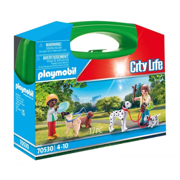 PLAYMOBIL βαλιτσάκι City Life βόλτα με σκυλάκια 70530, 17τμχ