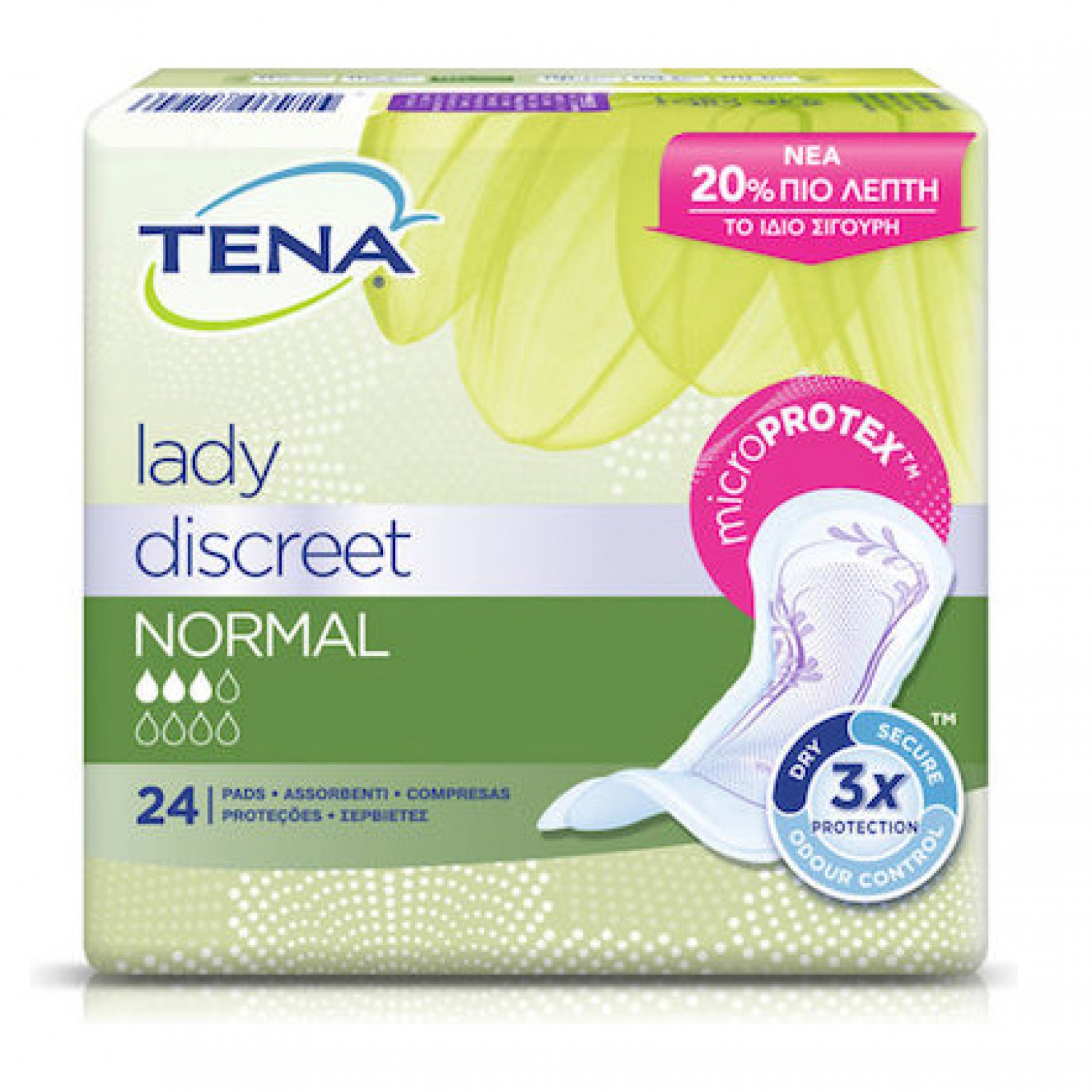 TENA σερβιέτα ακράτειας lady discreet normal, 27.5 cm, 24τμχ TENA σερβιέτα ακράτειας lady discreet normal, 27.5 cm, 24τμχ