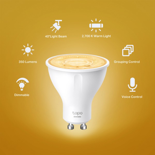 TP-LINK LED smart λάμπα spot Tapo L610, WiFi, 2.9W, 2700K, GU10, Ver 1.0 TP-LINK LED smart λάμπα spot Tapo L610, WiFi, 2.9W, 2700K, GU10, Ver 1.0