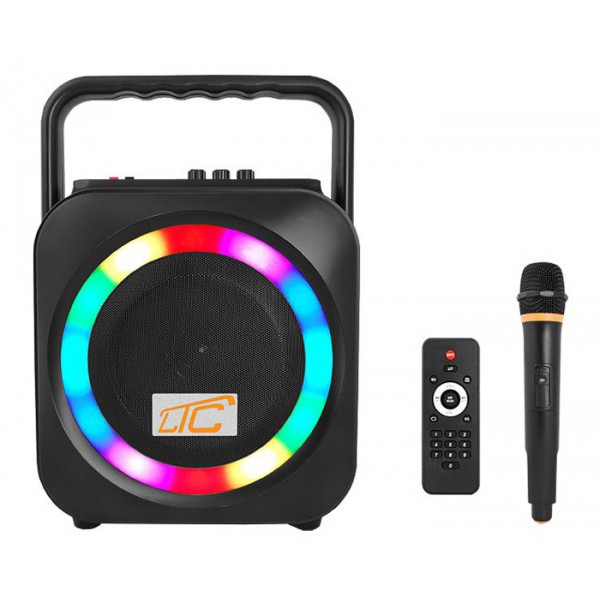 LTC φορητό ηχείο LXPA100 με μικρόφωνο, 15W RMS, BT/TF/USB/AUX, FM, μαύρο