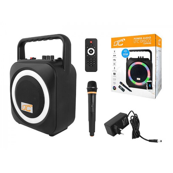 LTC φορητό ηχείο LXPA100 με μικρόφωνο, 15W RMS, BT/TF/USB/AUX, FM, μαύρο