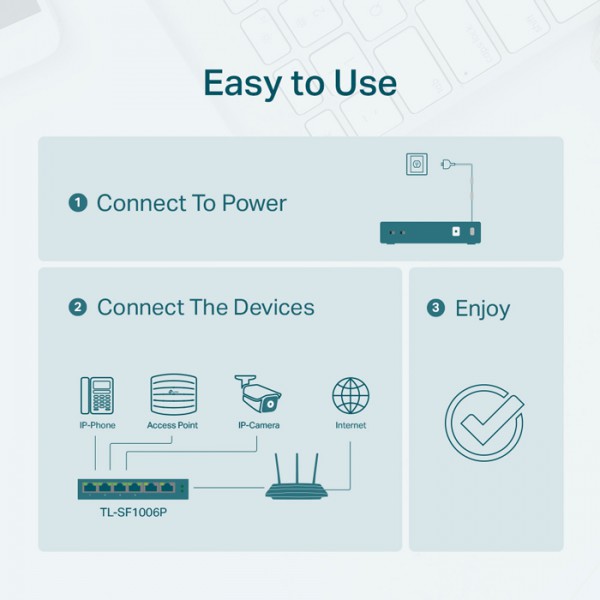 TP-LINK desktop switch TL-SF1006P, 6-Port 10/100Mbps, 4x PoE+, Ver. 1.0