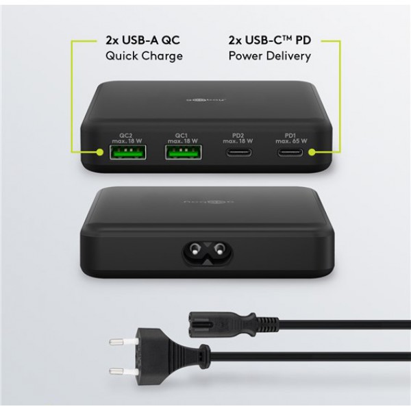 GOOBAY σταθμός φόρτισης 61772, 2x USB-A & 2x USB-C, 65W, μαύρος