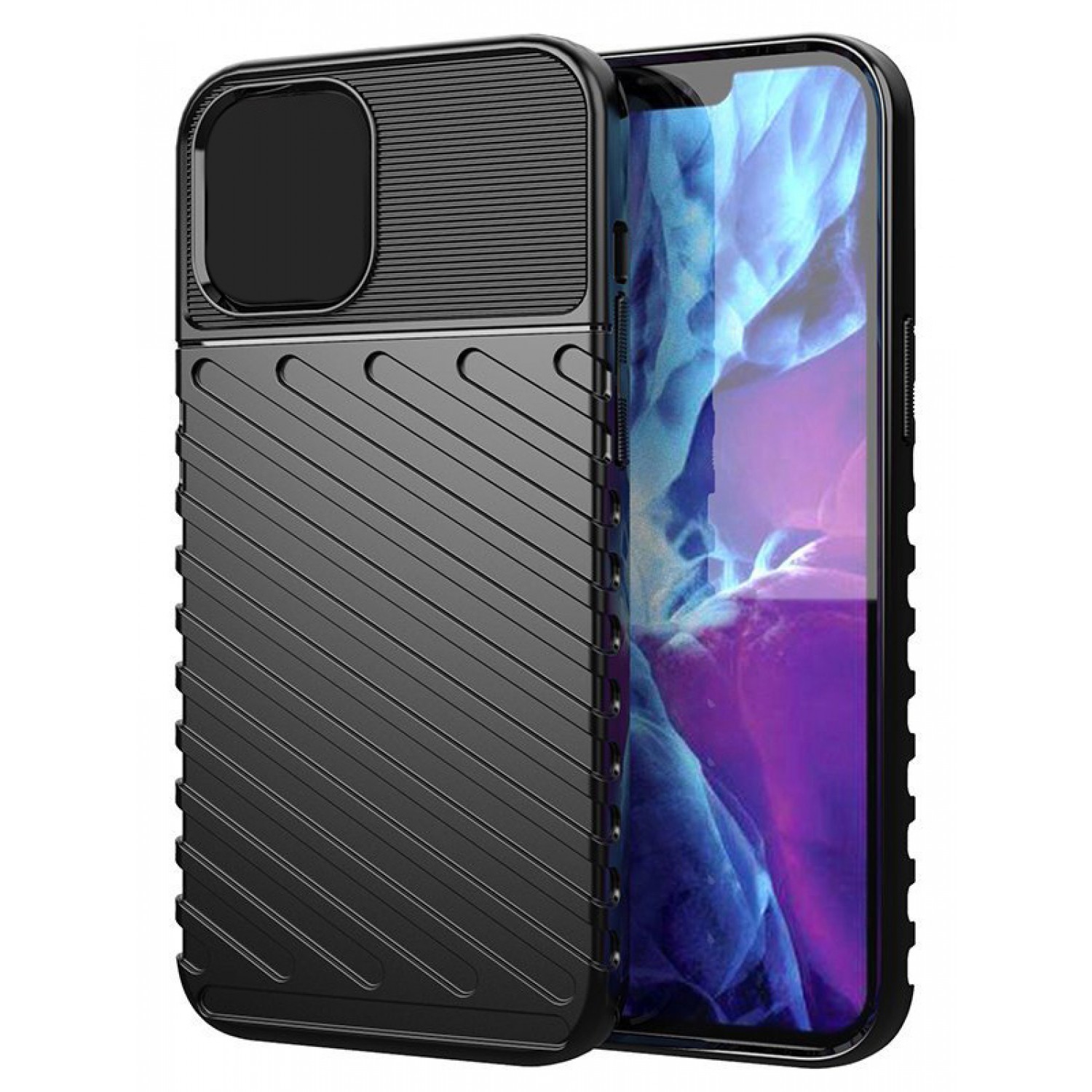 POWERTECH Θήκη Thunder MOB-1813 για iPhone 12/12 Pro, μαύρη