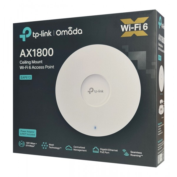 TP-LINK access point EAP613, οροφής, Wi-Fi 6, 1800Mbps, Mesh, Ver. 1.0 TP-LINK access point EAP613, οροφής, Wi-Fi 6, 1800Mbps, Mesh, Ver. 1.0