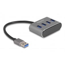 DELOCK USB hub 63190, 4x θυρών, 5Gbps, USB σύνδεση, γκρι