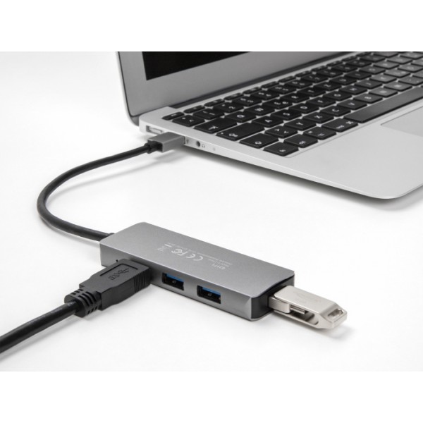 DELOCK USB hub 63171, 4x θυρών, 5Gbps, USB σύνδεση, γκρι