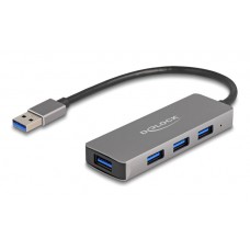 DELOCK USB hub 63171, 4x θυρών, 5Gbps, USB σύνδεση, γκρι