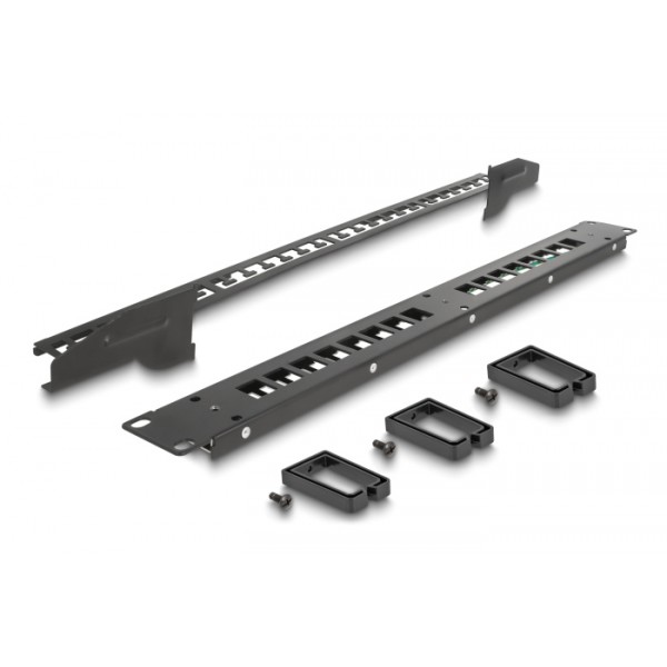 DELOCK Keystone patch panel 66237, 19"/1U, 16x ports, 3x γάντζοι, μαύρο DELOCK Keystone patch panel 66237, 19"/1U, 16x ports, 3x γάντζοι, μαύρο