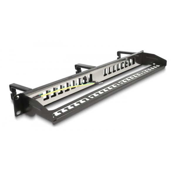 DELOCK Keystone patch panel 66237, 19"/1U, 16x ports, 3x γάντζοι, μαύρο DELOCK Keystone patch panel 66237, 19"/1U, 16x ports, 3x γάντζοι, μαύρο