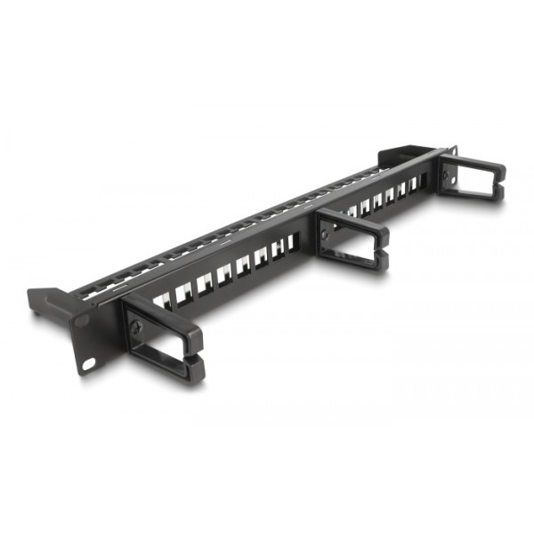 DELOCK Keystone patch panel 66237, 19"/1U, 16x ports, 3x γάντζοι, μαύρο DELOCK Keystone patch panel 66237, 19"/1U, 16x ports, 3x γάντζοι, μαύρο