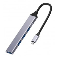 POWERTECH USB-C hub PTH-079, 4x USB θύρες, γκρι