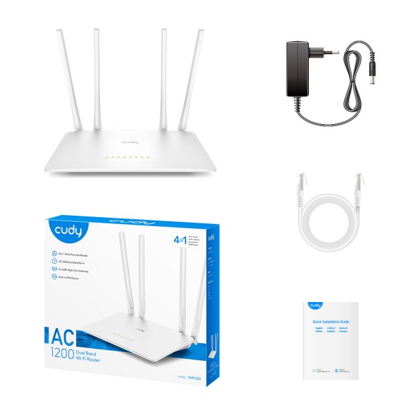 CUDY Wi-Fi router WR1200, AC1200 1200Mbps, 5x Ethernet ports, V2.0 CUDY Wi-Fi router WR1200, AC1200 1200Mbps, 5x Ethernet ports, V2.0