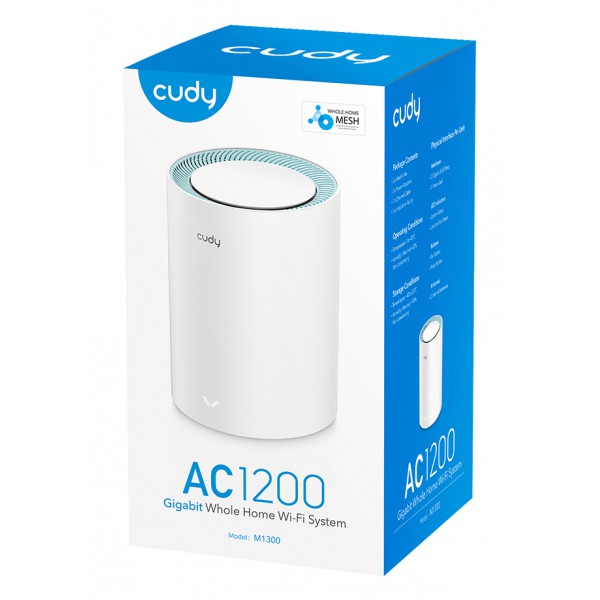 CUDY Wi-Fi mesh system M1300, AC1200 1200Mbps, gigabit, dual band, V2.0 CUDY Wi-Fi mesh system M1300, AC1200 1200Mbps, gigabit, dual band, V2.0