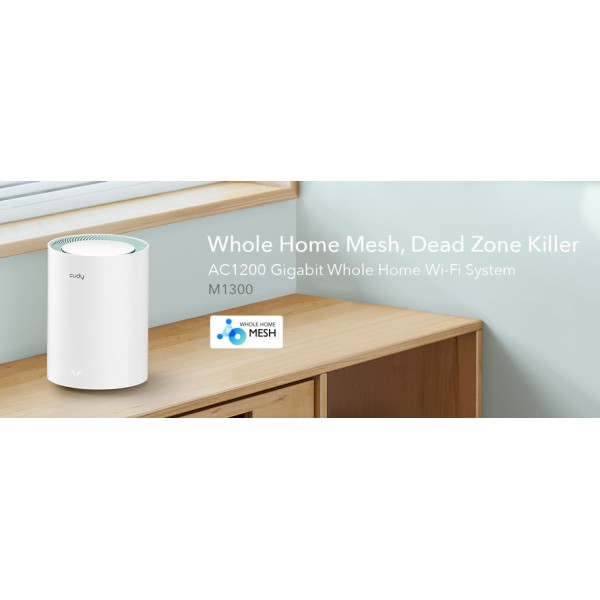 CUDY Wi-Fi mesh system M1300, AC1200 1200Mbps, gigabit, dual band, V2.0 CUDY Wi-Fi mesh system M1300, AC1200 1200Mbps, gigabit, dual band, V2.0
